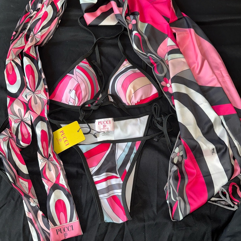 Emilio Pucci Pink and Black Bikini